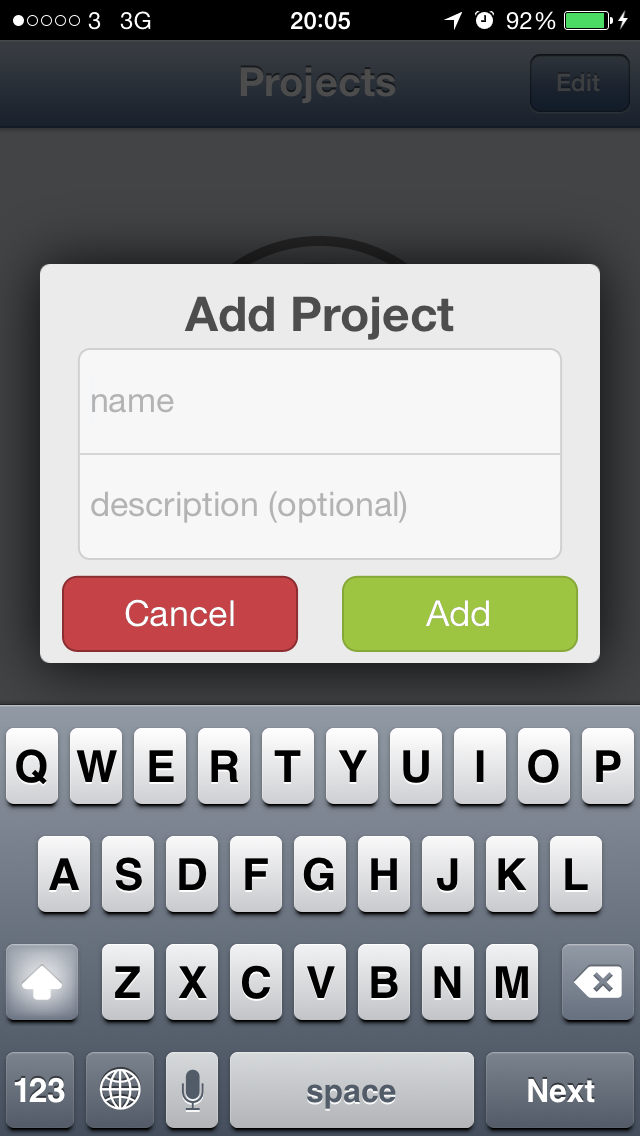 Project Risk Gauge, Add Project