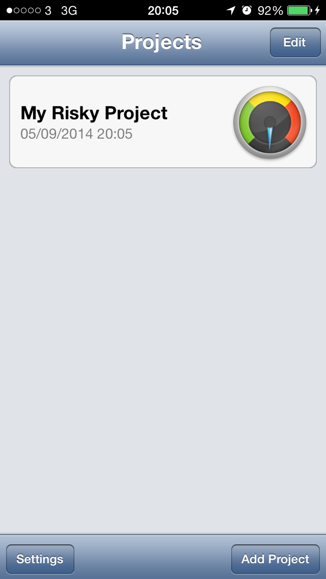 Project Risk Gauge, Projects